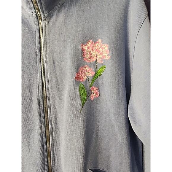 Lighthouse Apparel Soft Blue Jacket With Flowers on front women's size XL - Picture 7 of 11